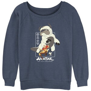 �A�j���L�����N�^�[ ���f�B�[�X �g�b�v�X T�V���c �p�C�� �O���t�B�b�N Licensed Character Juniors' Avatar The Last Airbender Furry Friendslouchy Terry Graphic Pullover Blue Heather �w�U�[