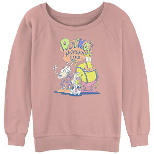 �j�R���f�I�� ���f�B�[�X �g�b�v�X T�V���c �p�C�� �O���t�B�b�N Nickelodeon Juniors' Rocko's Modern Life Classic Group Slouchy Terry Graphic Pullover Desert Pink �s���N