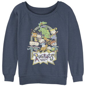 �y���������z �j�R���f�I�� ���f�B�[�X T�V���c �g�b�v�X Juniors' Rugrats OG Babies Slouchy Terry Graphic Pullover Blue Heather