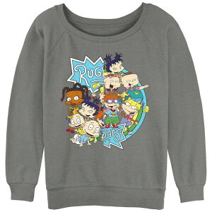 �j�R���f�I�� ���f�B�[�X �g�b�v�X T�V���c �p�C�� ���S �O���t�B�b�N Nickelodeon Juniors' Rugrats Rainbow Logo Slouchy Terry Graphic Pullover Gray Heather �O���[