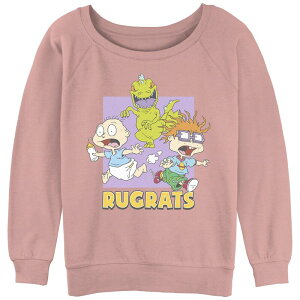 �j�R���f�I�� ���f�B�[�X �g�b�v�X T�V���c �p�C�� �O���t�B�b�N Nickelodeon Juniors' Rugrats Running From Reptar Slouchy Terry Graphic Pullover Desert Pink �s���N