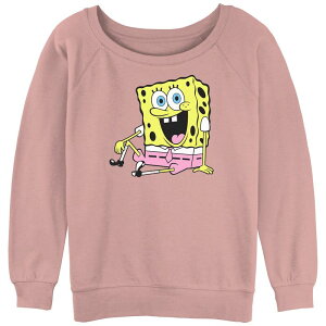 �j�R���f�I�� ���f�B�[�X �g�b�v�X T�V���c �p���c �p�C�� �O���t�B�b�N Nickelodeon Juniors' SpongeBob SquarePants Model Pose Slouchy Terry Graphic Pullover Desert Pink �s���N