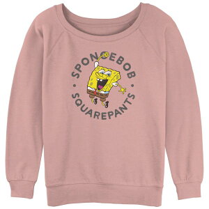 �j�R���f�I�� ���f�B�[�X �g�b�v�X T�V���c �p���c �p�C�� �O���t�B�b�N Nickelodeon Juniors' SpongeBob SquarePants Excited Bob Slouchy Terry Graphic Pullover Desert Pink �s���N