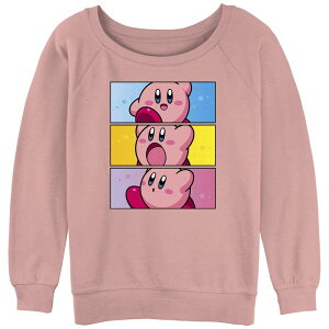 �A�j���L�����N�^�[ ���f�B�[�X �g�b�v�X T�V���c �p�C�� �O���t�B�b�N Licensed Character Juniors' Kirby Stack Portraitslouchy Terry Graphic Pullover Desert Pink �s���N