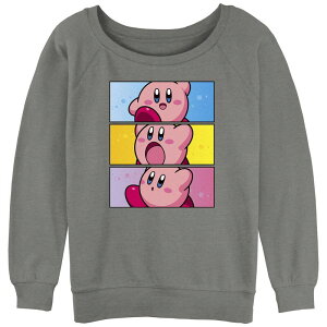 �A�j���L�����N�^�[ ���f�B�[�X �g�b�v�X T�V���c �p�C�� �O���t�B�b�N Licensed Character Juniors' Kirby Stack Portraitslouchy Terry Graphic Pullover Gray Heather �O���[