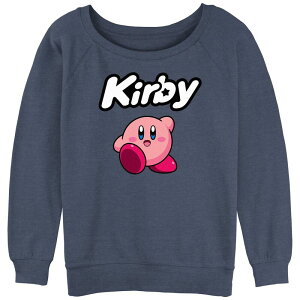 �A�j���L�����N�^�[ ���f�B�[�X �g�b�v�X T�V���c �p�C�� �O���t�B�b�N Licensed Character Juniors' Kirby Happy Poster Slouchy Terry Graphic Pullover Blue Heather �w�U�[