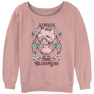 �A�j���L�����N�^�[ ���f�B�[�X �g�b�v�X T�V���c �p�C�� �O���t�B�b�N Licensed Character Juniors' Strawberry Shortcake Always Blooming Slouchy Terry Graphic Pullover Desert Pink �s���N