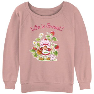 �A�j���L�����N�^�[ ���f�B�[�X �g�b�v�X T�V���c �p�C�� �O���t�B�b�N Licensed Character Juniors' Strawberry Shortcake Life Isweet Slouchy Terry Graphic Pullover Desert Pink �s���N