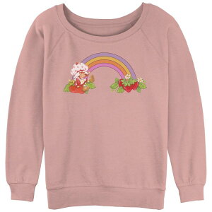 �A�j���L�����N�^�[ ���f�B�[�X �g�b�v�X T�V���c �p�C�� �O���t�B�b�N Licensed Character Juniors' Strawberry Shortcake Strawberry Rainbow Slouchy Terry Graphic Pullover Desert Pink �s���N