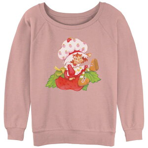 �A�j���L�����N�^�[ ���f�B�[�X �g�b�v�X T�V���c �p�C�� �O���t�B�b�N Licensed Character Juniors' Strawberry Shortcake Berry Chill Slouchy Terry Graphic Pullover Desert Pink �s���N