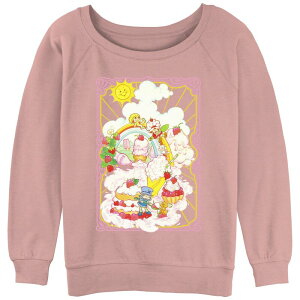�A�j���L�����N�^�[ ���f�B�[�X �g�b�v�X T�V���c �p�C�� �O���t�B�b�N Licensed Character Juniors' Strawberry Shortcake Desserts Paradise Card Slouchy Terry Graphic Pullover Desert Pink �s���N