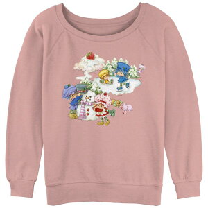 �A�j���L�����N�^�[ ���f�B�[�X �g�b�v�X T�V���c �p�C�� �O���t�B�b�N Licensed Character Juniors' Strawberry Shortcake Winter Wonderland Slouchy Terry Graphic Pullover Desert Pink �s���N