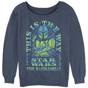 �X�^�[ �E�H�[�Y ���f�B�[�X �g�b�v�X T�V���c �p�C�� �O���t�B�b�N Juniors' The Mandalorian Star Wars This The Way Slouchy Terry Graphic Pullover Blue Heather �w�U�[