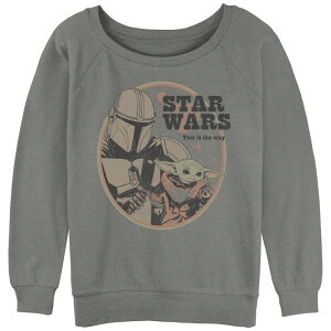 �X�^�[ �E�H�[�Y ���f�B�[�X �g�b�v�X T�V���c �p�C�� �O���t�B�b�N Star Wars Juniors' The Mandalorian Mando And Grogu Stamp Slouchy Terry Graphic Pullover Gray Heather �O���[