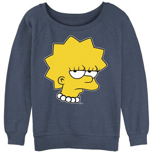 �A�j���L�����N�^�[ ���f�B�[�X �g�b�v�X T�V���c �p�C�� �O���t�B�b�N Licensed Character Juniors' The Simpsons Lisa Bored Slouchy Terry Graphic Pullover Blue Heather �w�U�[