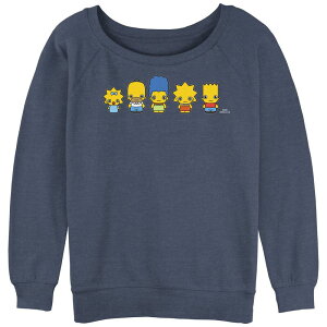 �A�j���L�����N�^�[ ���f�B�[�X �g�b�v�X T�V���c �p�C�� �O���t�B�b�N Licensed Character Juniors' The Simpsons Chibi Lineup Slouchy Terry Graphic Pullover Blue Heather �w�U�[