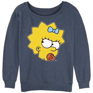 �A�j���L�����N�^�[ ���f�B�[�X �g�b�v�X T�V���c �p�C�� �O���t�B�b�N Licensed Character Juniors' The Simpsonsassy Maggie Slouchy Terry Graphic Pullover Blue Heather �w�U�[