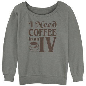 �A�j���L�����N�^�[ ���f�B�[�X �g�b�v�X T�V���c �p�C�� �O���t�B�b�N Licensed Character Juniors' Gilmore Girls I Need My Coffee In An IV Slouchy Terry Graphic Pullover Gray Heather �O���[