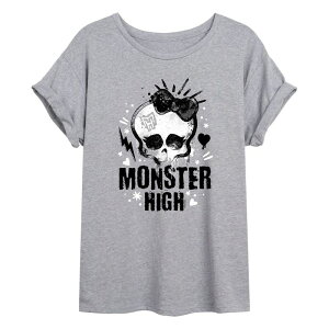 �A�j���L�����N�^�[ ���f�B�[�X �g�b�v�X T�V���c �O���t�B�b�N Licensed Character Juniors' Monster High Punk Skull Oversized Graphic Tee Gray �O���[