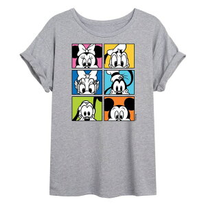�f�B�Y�j�[ ���f�B�[�X �g�b�v�X T�V���c �O���t�B�b�N Disney's Mickey and Friends Juniors' Characters Oversized Graphic Tee Gray �O���[