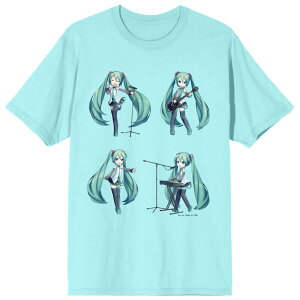 �A�j���L�����N�^�[ ���f�B�[�X �g�b�v�X T�V���c �O���t�B�b�N Licensed Character Juniors' Hatsune Miku Bandesign Graphic Tee Blue �u���[