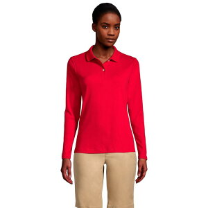 �����Y�G���h ���f�B�[�X �g�b�v�X T�V���c �|���V���c Women's Lands' End School Uniform Long Sleeve 2-Button Interlock Polo Shirt Red ���b�h
