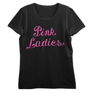 �A�j���L�����N�^�[ ���f�B�[�X �g�b�v�X T�V���c ���S �O���t�B�b�N Licensed Character Juniors' Grease Pink Ladies Logo Crew Graphic Tee Black �u���b�N