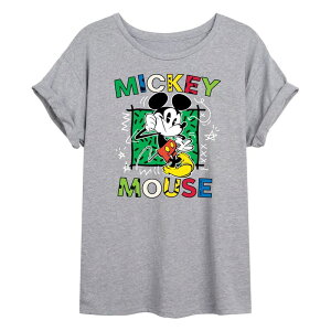 �f�B�Y�j�[ ���f�B�[�X �g�b�v�X T�V���c �O���t�B�b�N Disney's Mickey Mouse Juniors' Cartoon Pop Oversized Graphic Tee Heather Gray �O���[