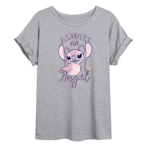�A�j���L�����N�^�[ ���f�B�[�X �g�b�v�X T�V���c �O���t�B�b�N Licensed Character Juniors' Lilo & Stitch Always Angel Graphic Tee Heather Gray �O���[