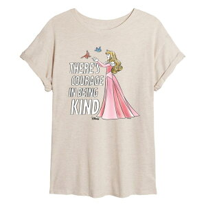 �f�B�Y�j�[ ���f�B�[�X �g�b�v�X T�V���c Disney'sleeping Beauty Aurora Juniors' Courage In Being Kind Oversized Tee Beige �x�[�W��