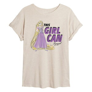 �f�B�Y�j�[ ���f�B�[�X �g�b�v�X T�V���c Disney Princess Rapunzel Juniors' This Girl Can Oversized Tee Beige �x�[�W��