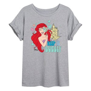 �f�B�Y�j�[ ���f�B�[�X �g�b�v�X T�V���c Disney Princess Ariel Juniors' Keep It Bubbly Oversized Tee Heather Gray �O���[