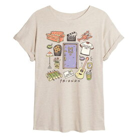 アニメキャラクター レディース トップス Tシャツ Licensed Character Juniors' Friends Icons Oversized Tee Beige ベージュ