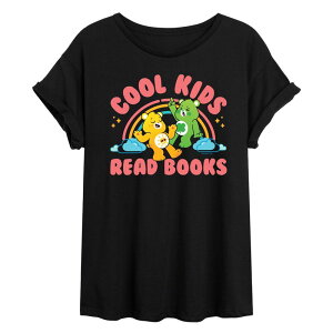 �A�j���L�����N�^�[ ���f�B�[�X �g�b�v�X T�V���c Licensed Character Juniors' Care Bears Cool Kids Read Books Oversized Tee Black �u���b�N