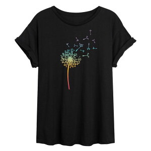 �A���u�����f�b�h ���f�B�[�X �g�b�v�X T�V���c Unbranded Juniors' Rainbow Dandelion Oversized Tee Black �u���b�N