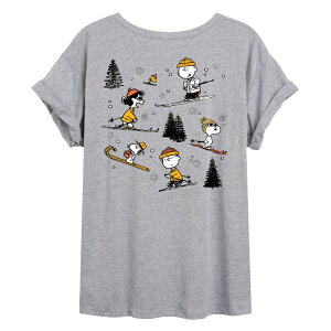 �A�j���L�����N�^�[ ���f�B�[�X �g�b�v�X T�V���c Licensed Character Juniors' Peanutskiing Oversized Tee Heather Gray �O���[