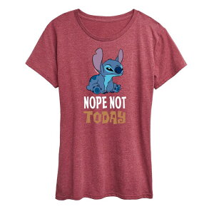 �f�B�Y�j�[ ���f�B�[�X �g�b�v�X T�V���c �O���t�B�b�N Disney's Lilo & Stitch Women's Nope Notoday Graphic Tee Dark Red ���b�h