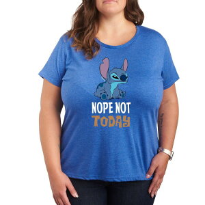 �f�B�Y�j�[ ���f�B�[�X �g�b�v�X T�V���c �v���X�T�C�Y �O���t�B�b�N Disney's Lilo & Stitch Plusize Nope Notoday Graphic Tee Royal Blue �u���[