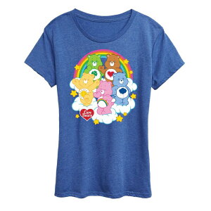 �A�j���L�����N�^�[ ���f�B�[�X �g�b�v�X T�V���c �O���t�B�b�N Licensed Character Women's Care Bears Group On Clouds Graphic Tee Dark Blue �u���[