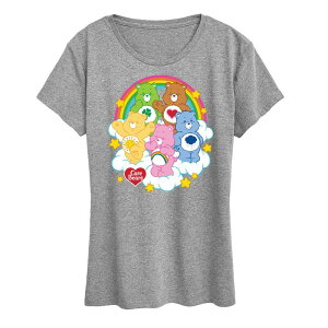 �A�j���L�����N�^�[ ���f�B�[�X �g�b�v�X T�V���c �O���t�B�b�N Licensed Character Women's Care Bears Group On Clouds Graphic Tee Gray �O���[