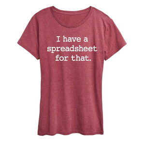 �A�j���L�����N�^�[ ���f�B�[�X �g�b�v�X T�V���c �O���t�B�b�N Licensed Character Women's I Have A Spreadsheet For That Graphic Tee Heather Dark Red �w�U�[