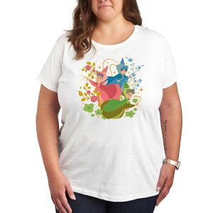 �f�B�Y�j�[ ���f�B�[�X �g�b�v�X T�V���c �v���X�T�C�Y �O���t�B�b�N Disney'sleeping Beauty Fairy Godmothers Plusize Graphic Tee White �z���C�g