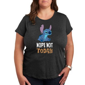 �f�B�Y�j�[ ���f�B�[�X �g�b�v�X T�V���c �v���X�T�C�Y �O���t�B�b�N Disney's Lilo & Stitch Plusize Nope Notoday Graphic Tee Charcoal �`���R�[��