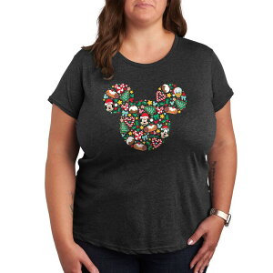 �f�B�Y�j�[ ���f�B�[�X �g�b�v�X T�V���c �v���X�T�C�Y �O���t�B�b�N Disney's Mickey Mouse Plus Christmasilhouette Graphic Tee Heather Charcoal �`���R�[��