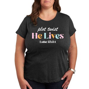 �A���u�����f�b�h ���f�B�[�X �g�b�v�X T�V���c �v���X�T�C�Y �O���t�B�b�N Unbranded Plus Plotwist He Lives Graphic Tee Heather Charcoal �`���R�[��