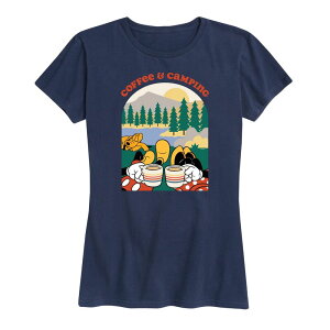 �f�B�Y�j�[ ���f�B�[�X �g�b�v�X T�V���c �O���t�B�b�N Disney's Mickey & Minnie Mouse Women's Coffee And Campingraphic Tee Navy �l�C�r�[