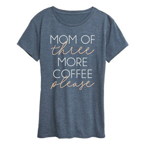 �A���u�����f�b�h ���f�B�[�X �g�b�v�X T�V���c �O���t�B�b�N Unbranded Women's Mom Of Three More Coffee Please Graphic Tee Heather Blue �w�U�[