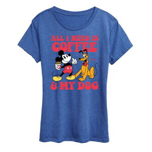 �f�B�Y�j�[ ���f�B�[�X �g�b�v�X T�V���c �O���t�B�b�N Disney's Mickey Mouse & Pluto Women's Coffee And My Dographic Tee Heatheroyal Blue �w�U�[