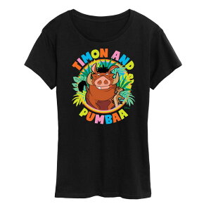 �f�B�Y�j�[ ���f�B�[�X �g�b�v�X T�V���c �O���t�B�b�N Disney's Lion King Timon & Pumbaa Women's Graphic Tee Black �u���b�N