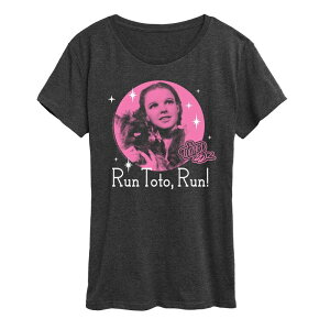 �A�j���L�����N�^�[ ���f�B�[�X �g�b�v�X T�V���c �O���t�B�b�N Licensed Character Women's The Wizard Of Oz Run Toto Run Graphic Tee Heather Charcoal �`���R�[��